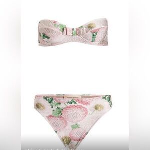 Floral Bandeau Bikini Set - Pink/Green